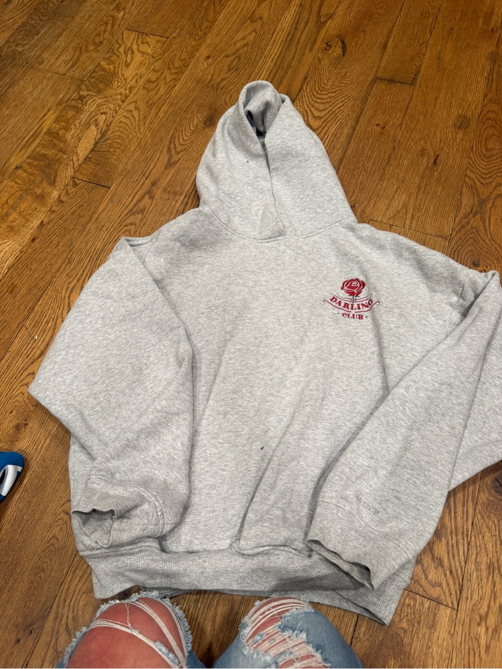Garage Gray Hoodie with Red Rose Darling Club Logo